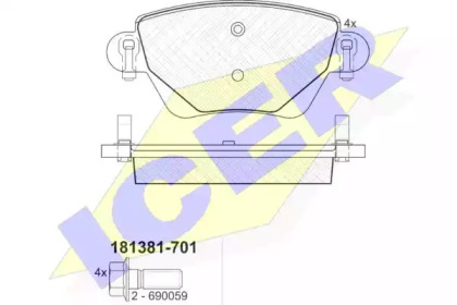 Комплект тормозных колодок ICER 181381-701