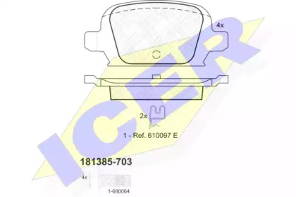 Комплект тормозных колодок ICER 181385-703