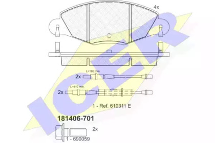 Комплект тормозных колодок ICER 181406-701