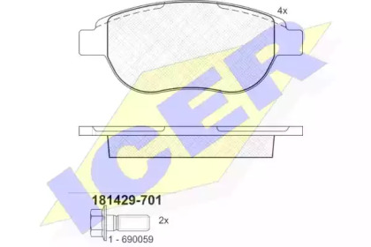 Комплект тормозных колодок ICER 181429-701
