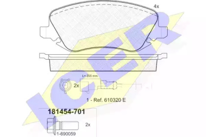 Комплект тормозных колодок ICER 181454-701