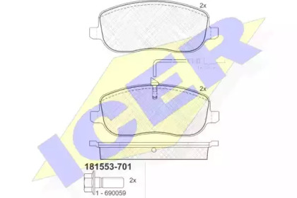 Комплект тормозных колодок ICER 181553-701