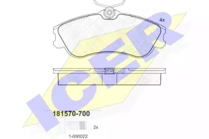 Комплект тормозных колодок ICER 181570-700