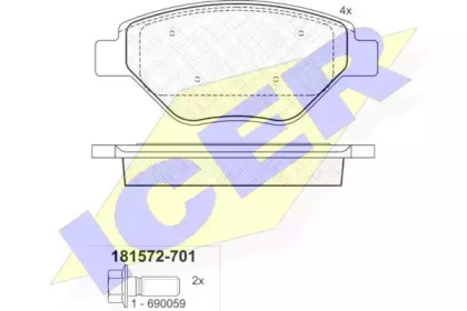 Комплект тормозных колодок ICER 181572-701