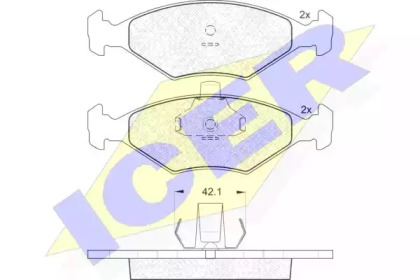 Комплект тормозных колодок ICER 181596