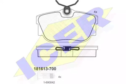 Комплект тормозных колодок ICER 181613-700