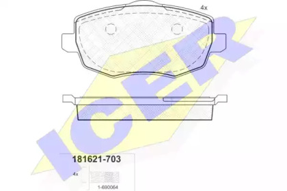 Комплект тормозных колодок ICER 181621-703