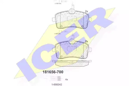 Комплект тормозных колодок ICER 181656-700