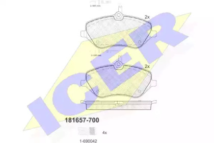 Комплект тормозных колодок ICER 181657-700