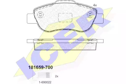 Комплект тормозных колодок ICER 181659-700