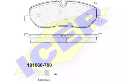 Комплект тормозных колодок ICER 181660-700