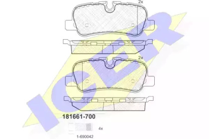 Комплект тормозных колодок ICER 181661-700