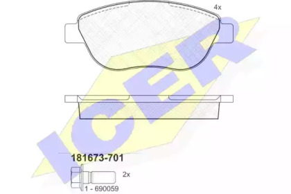 Комплект тормозных колодок ICER 181673-701