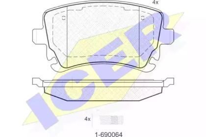 Комплект тормозных колодок ICER 181674-204