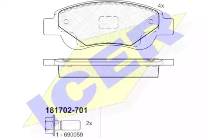 Комплект тормозных колодок ICER 181702-701