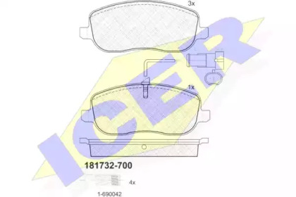 Комплект тормозных колодок ICER 181732-700