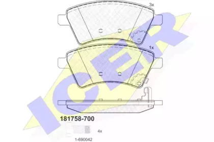 Комплект тормозных колодок ICER 181758-700