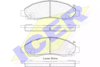 Комплект тормозных колодок ICER 181974