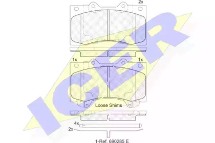 Комплект тормозных колодок ICER 182051