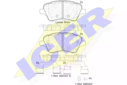 Комплект тормозных колодок ICER 182108