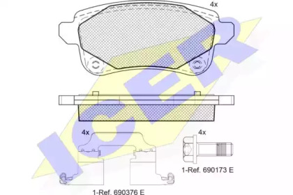 Комплект тормозных колодок ICER 182222-208