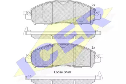 Комплект тормозных колодок, дисковый тормоз ICER 182249