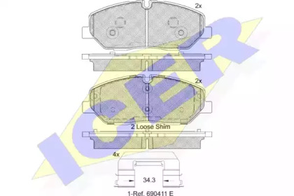 Комплект тормозных колодок ICER 182268-204