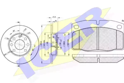 Комплект тормозов, дисковый тормозной механизм ICER 30454-6193