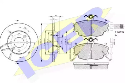Комплект тормозов, дисковый тормозной механизм ICER 30554-4705