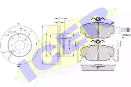 Комплект тормозов, дисковый тормозной механизм ICER 30554-6572