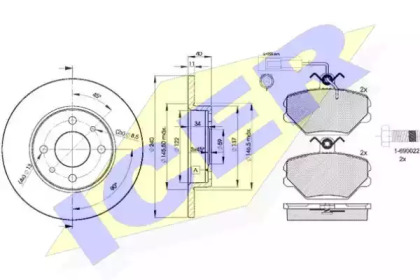 Комплект тормозов, дисковый тормозной механизм ICER 30729-3465