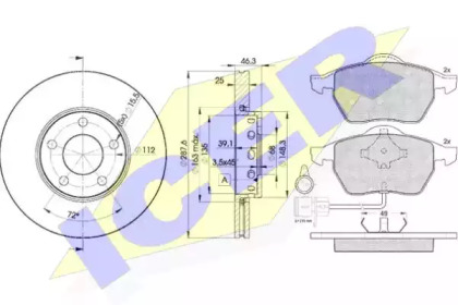 Комплект тормозов, дисковый тормозной механизм ICER 30808-4063