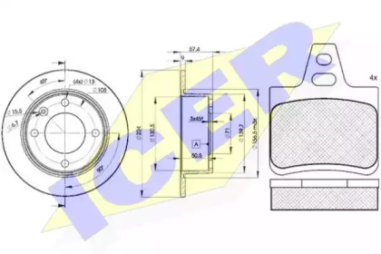 Комплект тормозов, дисковый тормозной механизм ICER 30812-7811