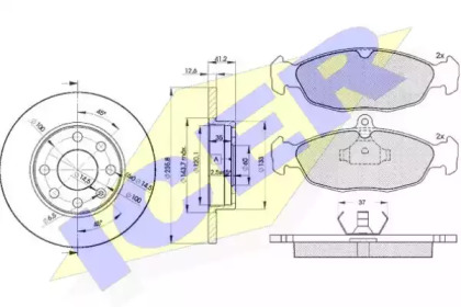 Комплект тормозов, дисковый тормозной механизм ICER 30858-1240