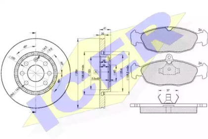 Комплект тормозов, дисковый тормозной механизм ICER 30858-9046