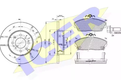 Комплект тормозов, дисковый тормозной механизм ICER 30860-0841