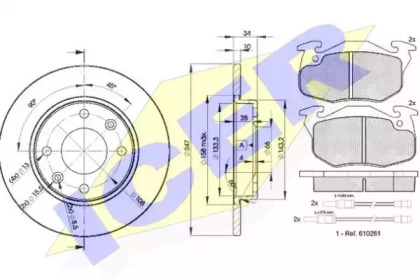 Комплект тормозов, дисковый тормозной механизм ICER 30864-4689