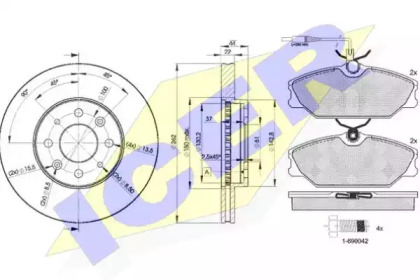 Комплект тормозов, дисковый тормозной механизм ICER 30930-2232