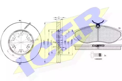 Комплект тормозов, дисковый тормозной механизм ICER 30933-3101