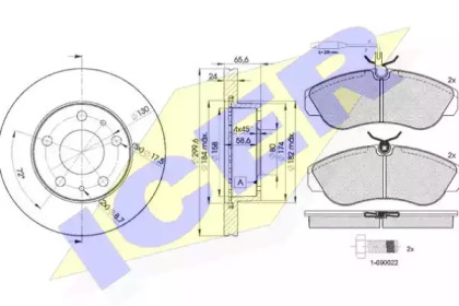 Комплект тормозов, дисковый тормозной механизм ICER 31054-4682