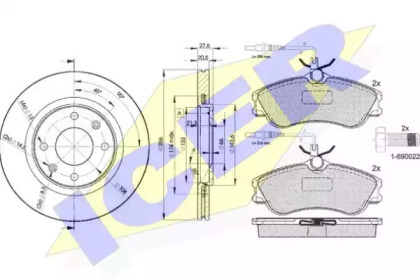 Комплект тормозов, дисковый тормозной механизм ICER 31136-4697