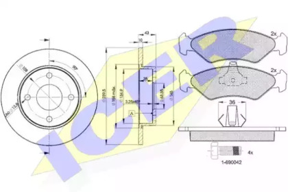 Комплект тормозов, дисковый тормозной механизм ICER 31143-1063