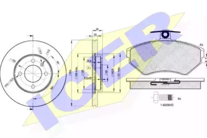 Комплект тормозов, дисковый тормозной механизм ICER 31156-3790