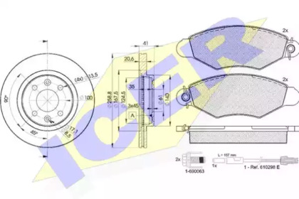 Комплект тормозов, дисковый тормозной механизм ICER 31217-3550