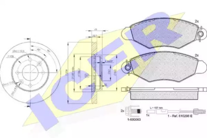 Комплект тормозов, дисковый тормозной механизм ICER 31217-6572