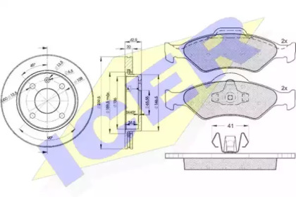 Комплект тормозов, дисковый тормозной механизм ICER 31344-1064
