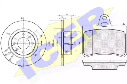 Комплект тормозов, дисковый тормозной механизм ICER 31407-4754