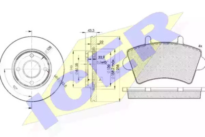 Комплект тормозов, дисковый тормозной механизм ICER 31442-5344