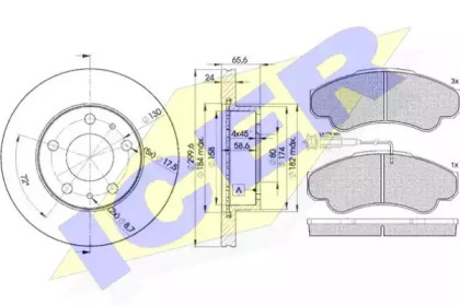 Комплект тормозов, дисковый тормозной механизм ICER 31522-4682