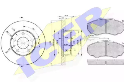 Комплект тормозов, дисковый тормозной механизм ICER 31523-4681